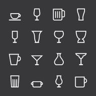 Glass and Cup Icons - White Series