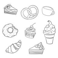 Sweetness black and white vector illustration