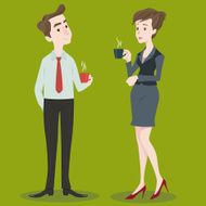 Young man and woman drinking coffee
