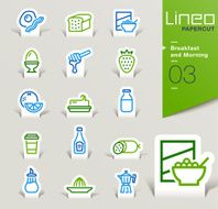 Lineo Papercut - Breakfast and Morning outline icons N2