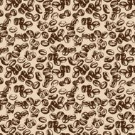 Hand drawn sketch vintage coffee beans seamless pattern Vector N2