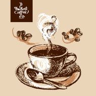 Hand drawn sketch vintage coffee background Vector illustration N6