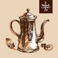 Hand drawn sketch vintage coffee background Vector illustration N7