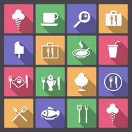 set of food and drink icons in flat design