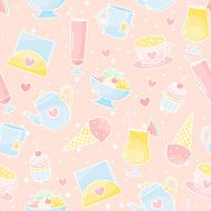 Vector desserts and drinks seamless pattern