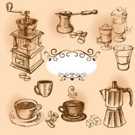 Set of coffee elements