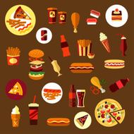 Fast food and takeaway drinks icons