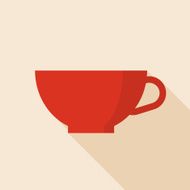 Cup flat icon coffee cup vector illustration long shadow