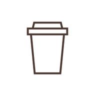 Disposable coffee cup flat minimal line icon paper outline symbol