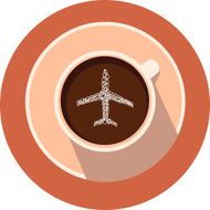 Airplane in coffeecup vector travel icon made with bubbles
