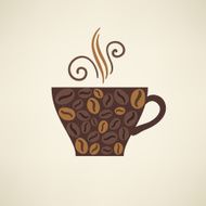 Vintage vector illustration with cup of aromatic coffee