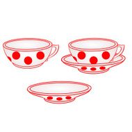 Cup with saucer red dots vector