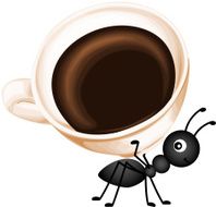 Ant carrying a cup coffee
