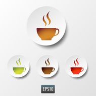 White paper coffee and tea cup icon set