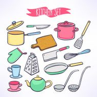 set with kitchen utensils