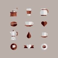 Retro coffee shop icon set