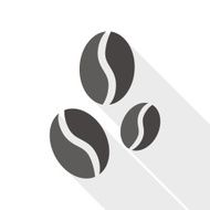 coffee bean flat icon with long shadow N2