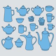 Simple coffee tea crockery silhouette set