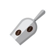 Coffee metal scoop with coffee beans illustration