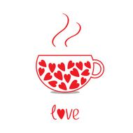 Love teacup with hearts Valentines card