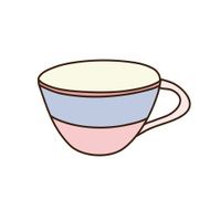 Empty Pastel Blue and Pink Fancy Tea Cup on White