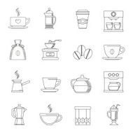 Coffee icons outline