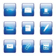 Office Work Square Vector Blue Icon Design Set N13