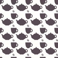 Silhouette of teapot and cup abstract seamless pattern