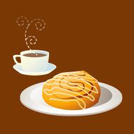 Tea time coffee and cinnamon bun