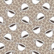 seamless pattern with cups and coffee beans N2
