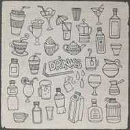 Vector set of different hand drawn beverages N3