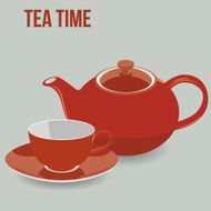 Tea Party Pot and Cup Vector Background