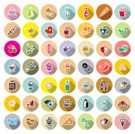 Flat style food icons set