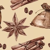 Seamless pattern with cinnamon star anise spices N5