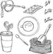 vector silhouettes of coffee elements N2