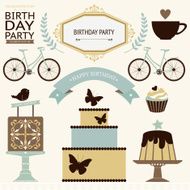 Vector set of birthday celebration or holiday icons