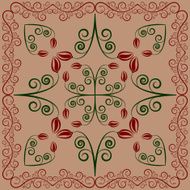 carpet with flowers and leaves on coffee latte background