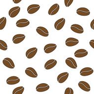 coffee bean seamless vector pattern - brown on white