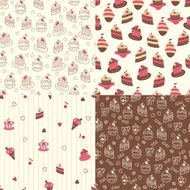 Set of cake seamless patterns