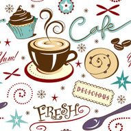 Repeat Pattern Hot Fresh Coffee Shop and Sweets