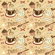 Vector Pattern Hot Fresh Coffee Yummy