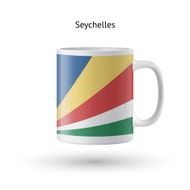 Seychelles flag souvenir mug on white background