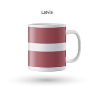 Latvia flag souvenir mug on white background