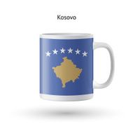 Kosovo flag souvenir mug on white background