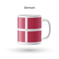 Denmark flag souvenir mug on white background