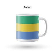 Gabon flag souvenir mug on white background