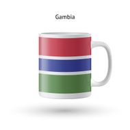 Gambia flag souvenir mug on white background