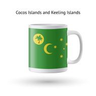 Cocos and Keeling Islands flag souvenir mug on white background