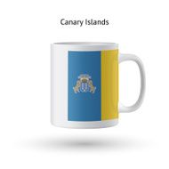 Canary Islands flag souvenir mug on white background