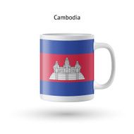 Cambodia flag souvenir mug on white background